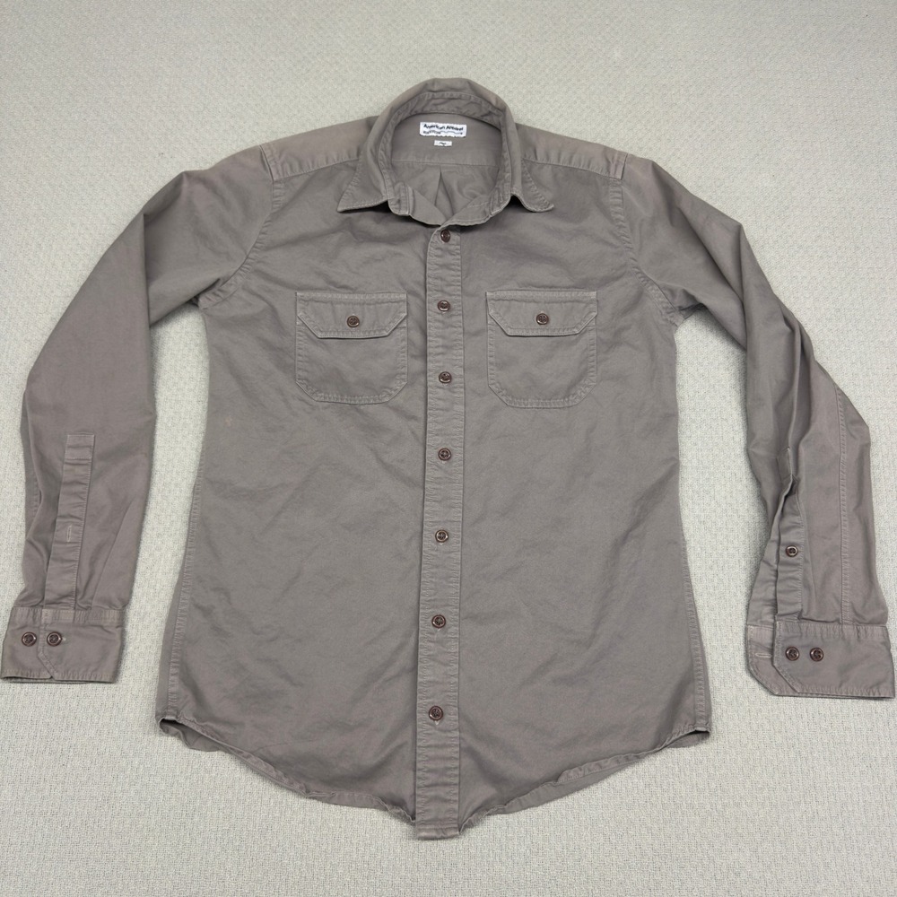 American Apparel Shirt Mens Small Gray Cotton Twill Made‎ in USA Minimalist